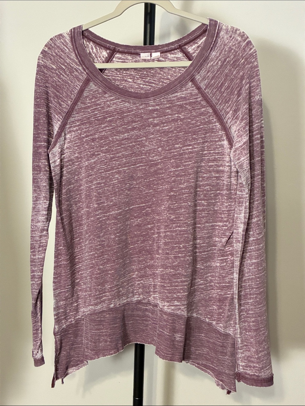 Melrose and Market Marled Long-Sleeve Scoop Neck Sharkbite Tunic Top Mauve Small